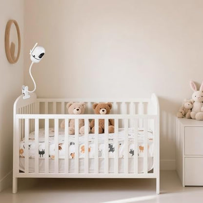 Baby Monitor Clip Mount for HelloBaby HB6550/HB6560/HB6148/HB6240//HB66/HB6339, ANMEATE SM935E – Adjustable Clamp Baby Camera Holder Stand, No Drilling, Flexible Mount for Cribs, Desks, and Shelves - color: White