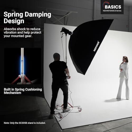 NEEWER Basics 4.3-10ft Photography Light Stand with Casters, 100% Stainless Steel Heavy Duty Tripod Stand for Strobe LED Video Ring Light Monolight Softbox Reflector, 66lb Max Load, SC305B