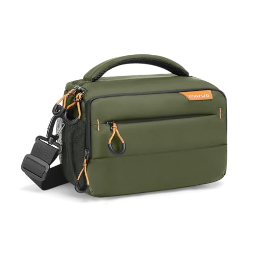 MOSISO Small Camera Bag for Photographers,Compact Camera Shoulder Bags for DSLR/SLR/Mirrorless Cameras,Waterproof Crossbody Padded Photography Bag with Rain Cover for Canon/Nikon/Sony, Army Green - color: Army Green