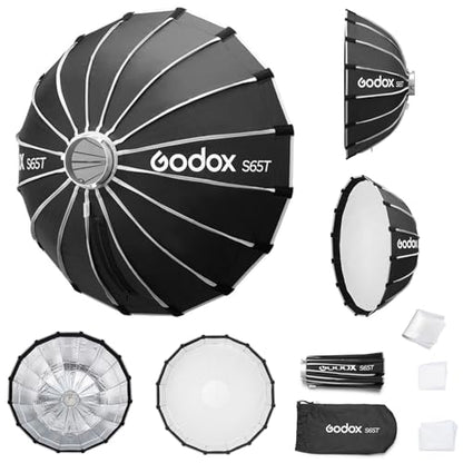 Godox Softbox Godox S65T 65cm/25.6in Quick Release Umbrella Softbox, Bowens Mount with Removable Front and Inner Diffusers for Photography, Live Streaming and Travel