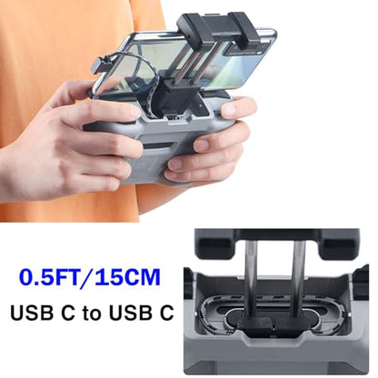 0.5FT USB C to USB C Remote Controller Cable for iPhone 17/16/15 Pro Max, DJI Mini 5/4/3 Pro, Mavic 4/3 Pro, Mini 2, Mavic Air 2/2S, RC-N1/RC 2/Pro to Tablet Cable 90 Degree OTG Data Cord Accessories - size: 0.5FT(6in), style: USB C to USB C