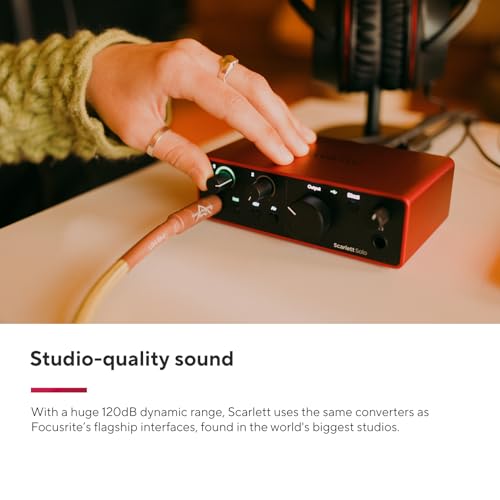 Focusrite Scarlett Solo Studio 4th Gen USB Audio Interface Bundle for the Songwriter, Guitarist or Vocalist with Condenser Microphone and Headphones for Recording, Songwriting, and Podcasting - style: Solo Studio