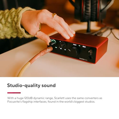Focusrite Scarlett Solo Studio 4th Gen USB Audio Interface Bundle for the Songwriter, Guitarist or Vocalist with Condenser Microphone and Headphones for Recording, Songwriting, and Podcasting - style: Solo Studio