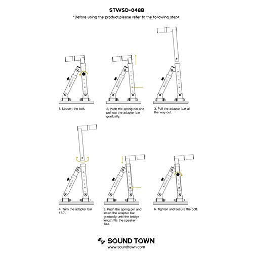 Sound Town 2-Pack Adjustable Wall Mount Speaker Brackets with 180-degree Swivel (STWSD-048B) - size: 2-Pack 35mm Wall Mount, 180° Swivel, 20° Tilt