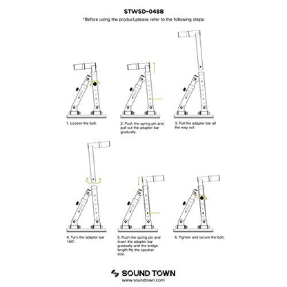 Sound Town 2-Pack Adjustable Wall Mount Speaker Brackets with 180-degree Swivel (STWSD-048B) - size: 2-Pack 35mm Wall Mount, 180° Swivel, 20° Tilt
