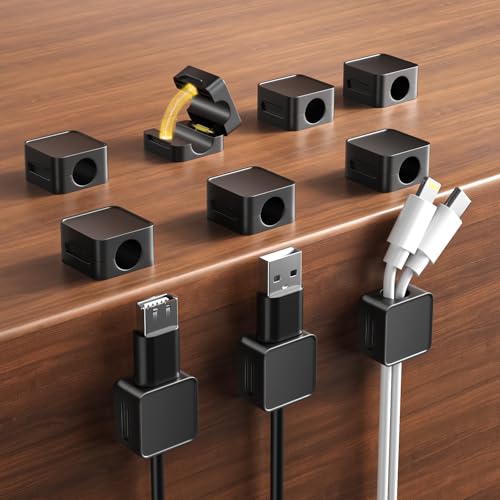 10 Pack Magnetic Cord Organizer Holder, Adjustable Cable Clips, Strong Adhesive Desk Cable Management Clips for Nightstand, Office, Car, Easy Open Design for Tidy Wire Organization - size: 10 Pack