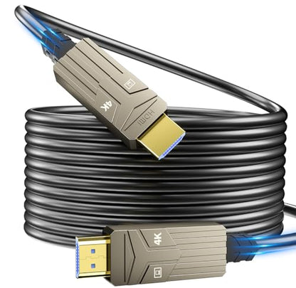 Soonsoonic Fiber Optic HDMI Cable 200ft,18Gbps 4K@60Hz(4:4:4) Unidirectional Active 2.0 Cord,Support HDR10 ARC HDCP 2.2 3D CEC Atmos DTS:X, Ultra high Speed Flexible and Slim（60m） - size: 200FT