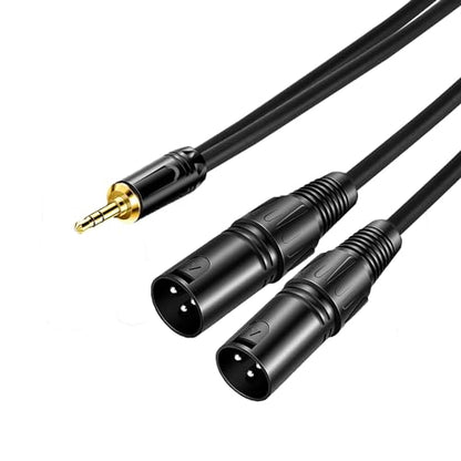 XLR to 3.5mm Adapter Cable, Dual 3-pin XLR Male to .3.5mm (1/8 inch) Stereo Microphone Y-Splitter Cable Connector (3FT) Black - color: 3.5MM to 2-XLR Male Cable