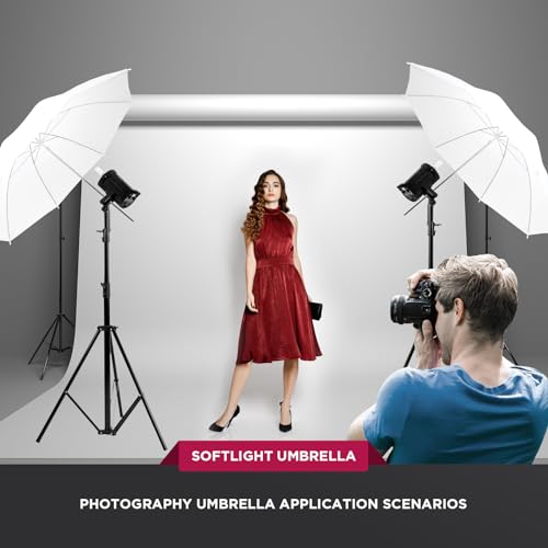 [2 Pack] 33"/84cm White Translucent Soft Umbrella Kit,Photography Umbrella Lighting Kit for Studio/Outdoor Photo and Video Lighting Accessories (2 * 33" White)… - color: 2* 33" White