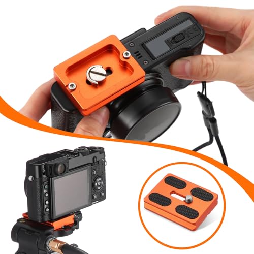 Frienda 2 Pieces Metal Quick Release Plate with 1/4''-20 Camera Screw Tripod Mount Plate Fits Standard for DSLR Camera Tripod Ball Head(Orange,Pu50) - color: Orange, style: PU50