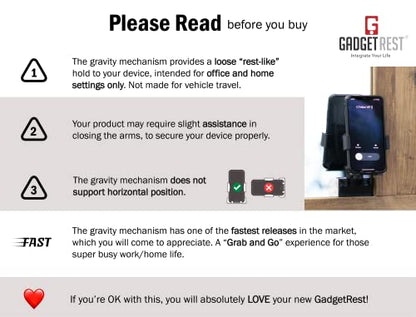 GadgetRest 2-in-1 Monitor Phone Holder & Headphone Hanger (Saves Desk Space, Hands-Free Video Calls)