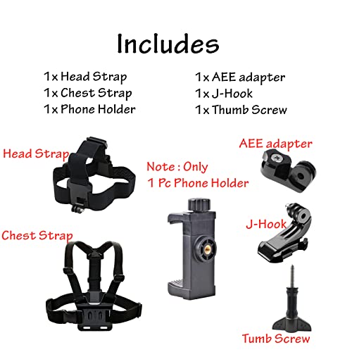 Phone Chest Mount Harness Vest and Head Strap Clip Holder | POV/VLOG, Compatible with phones and atcion cameras