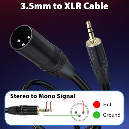Cyberguys! 3.5mm to XLR Cable, 1/8 to XLR Male Audio Cord, TRS Jack Connector, Nickel-Plated with PVC Jacket, Balanced Cable for Mixer, Powered Speaker, Microphone, Sound Card, Studio Equipment,15ft - size: 15ft