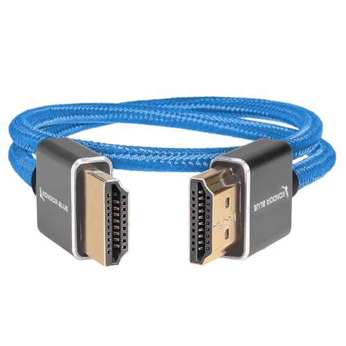 KONDOR BLUE | Full HDMI 2.0 Type A Male to Male 16" Straight Braided Cable | 4K 60Hz 18Gbps, HDR, 3D, Reinforced | for On-Camera Monitors & Recorders + More | Blue - color: Blue, size: 16 Inch