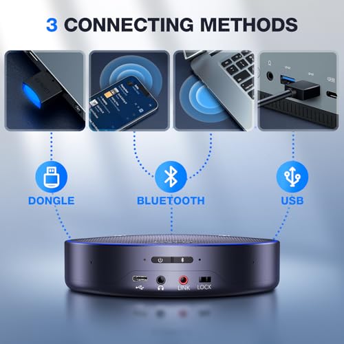 EMEET M3 Conference Speaker and Microphone, Zoom Certified Bluetooth Speakerphone with 4 AI Mics 360° Voice Pickup, 18H Talk Time, USB 2.0&Bluetooth 5.0 with Daisy Chain for 20 People for Zoom Teams - style: M3-12 People