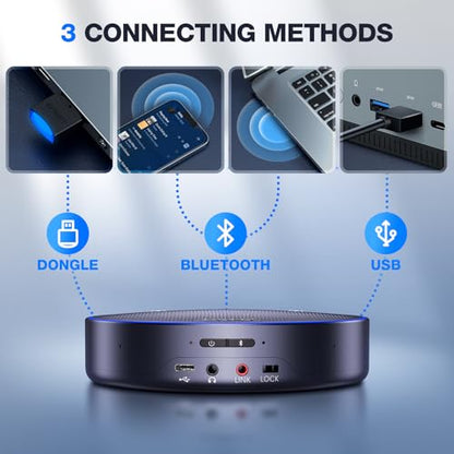 EMEET M3 Conference Speaker and Microphone, Zoom Certified Bluetooth Speakerphone with 4 AI Mics 360° Voice Pickup, 18H Talk Time, USB 2.0&Bluetooth 5.0 with Daisy Chain for 20 People for Zoom Teams - style: M3-12 People
