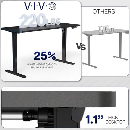 VIVO Black 60 x 30 in Standing Desk, DESK-KIT-1B6-P3B | Electric, Holds 220 lbs, Sit Stand, Height Adjustable, Cable Tray, Full-Size Mouse Pad, Office Furniture, Black Frame - color: Black Top / Black Frame, size: 60 x 30