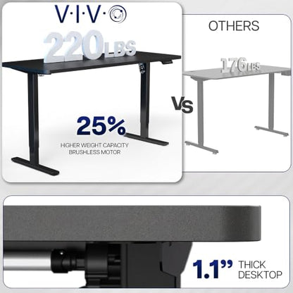 VIVO White 60 x 30 in Standing Desk, DESK-KIT-1G6-P3W | Electric, Holds 220 lbs, Sit Stand, Height Adjustable, Cable Tray, Full-Size Mouse Pad, Office Furniture, Gray Frame - color: White Top / Gray Frame, size: 60 x 30
