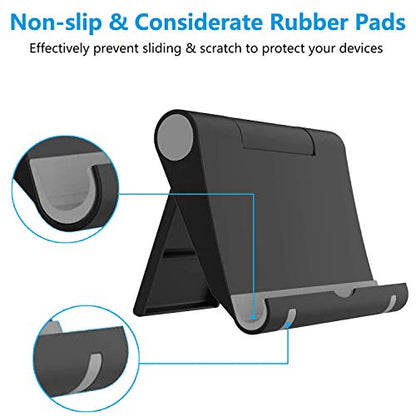 VOVIGGOL 2 Pack Cell Phone Stand for Desk, Foldable Cell Phone Holder Mobile Stand Phone Dock, Adjustable Tablet Stand Holder Compatible with iPhone 16 15 14 13 12 11 Pro Max iPad Samsung (Black) - color: Black 2 Pack