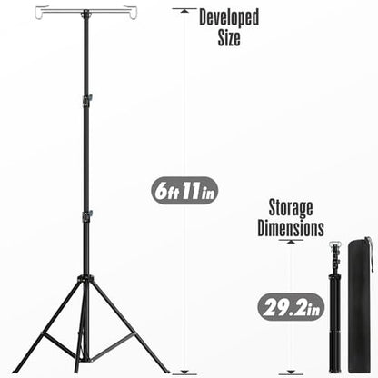 Telescopic Height Adjustable Camping Lantern Tripod Stand | 2-Hook Lantern / Light Hanger Holder for Outdoor Camping Tent RV, Night Fishing & Patio - size: 6ft 11"