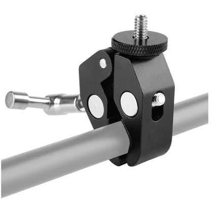 ChromLives Super Clamp Photography Camera Crab Clamp with 1/4''-20 to 1/4'' 20 Screw Converter for 15mm Rods/ Lights/ Umbrellas/Shelves/Cross Bars and More