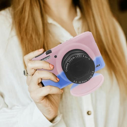 G7X Mark III Case, Soft Silicone Protective Case Cover for Canon Powershot G7X Mark III Digital Camera, Durable Camera Body Skin Protector with Removable Lens Cover, Pink Blue - color: Pink Blue