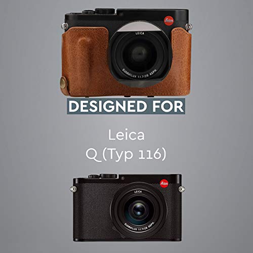 Mega Gear Leica Q-P, Q (Typ 116) Ever Ready Genuine Leather Camera Case and Strap, with Battery Access, Brown - color: Brown