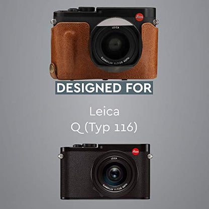 Mega Gear Leica Q-P, Q (Typ 116) Ever Ready Genuine Leather Camera Case and Strap, with Battery Access, Brown - color: Brown