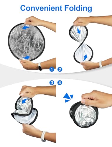 Selens 2 in 1 Foldable 17inch/45cm Light Reflecto,Collapsible Disc Photography Reflector Silver,Gold for Portable Portrait Photography and Outdoor Lighting - size: 2 in 1 17inch (Gold/Silver)