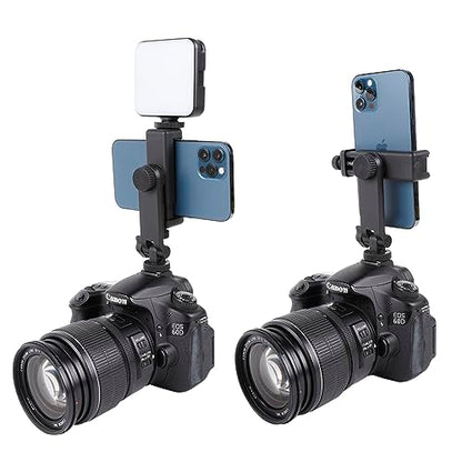 Multifunctional Universal Cell Phone Tripod Mount Adapter 360 Rotation Camera Hot Shoe Phone Holder Compatible with Canon Nikon Sony DSLR