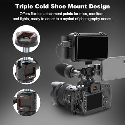 Mini Ball Head Tripod Head with Triple Cold Shoe Mount, Aluminum Tripod Ball Head Mount for DSLR Action Camera/Smartphone/LED Light/Mic/Tripod/Monopod/Light Stand/Cage, Max Load 8.8lb (62006)