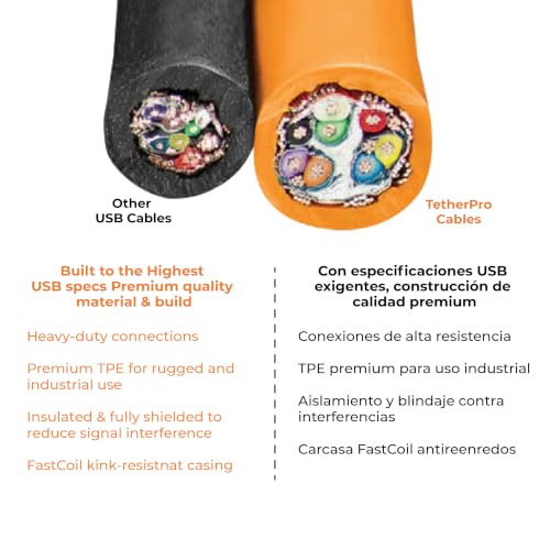 Tether Tools TetherPro USB-C to USB 3.0 Micro-B Cable | for Fast Transfer and Connection Between Camera and Computer | High Visibility Orange | 15 Feet (4.6 m)