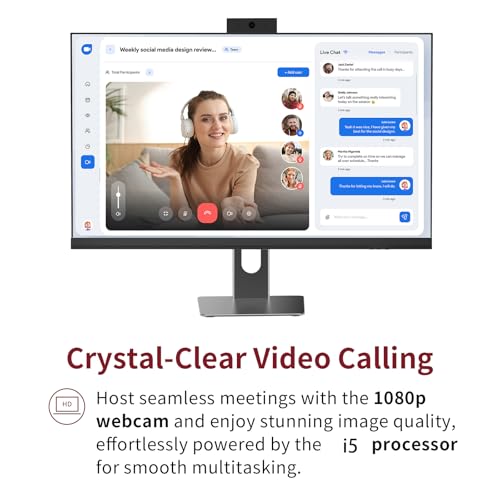 All in One Desktop Computer, 24" Display, i5 CPU Up to 3.3 GHz, 16GB RAM, 256 GB SSD, Privacy Protection Webcam, WiFi 6 + BT 5.3, Win11 Home, Black