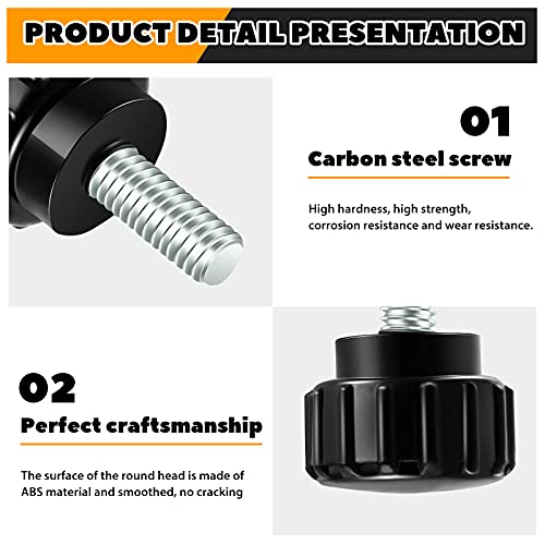 Hotop Threaded Knurled Thumbscrew Monitor Mount Screws on Knobs Monitor Screws Carbon Steel Clamping Knobs Grip Thumb Screw Mounting Thumb Screw, Black(20 Pieces,M4 x 10 mm) - size: M4 x 10 mm