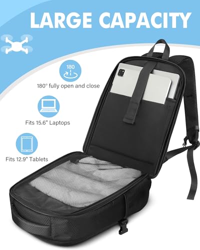 PEKREWS Mini 4 Pro Case, Mini 3/4 Pro Waterproof Hard Carrying Case, Large Drone Bag Fits 15.6 Inch Laptop, Travel Backpack for DJI RC 2/RC/N3/N2/N1 Controller, Fly More Combo and Drone Accessories - color: Black