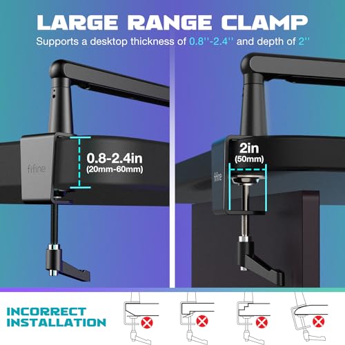 FIFINE Microphone Boom Arm, Low Profile Adjustable Stick Microphone Arm Stand with Desk Mount Clamp, Screw Adapter, Cable Management, for Podcast Streaming Gaming Studio-BM88 - color: Black