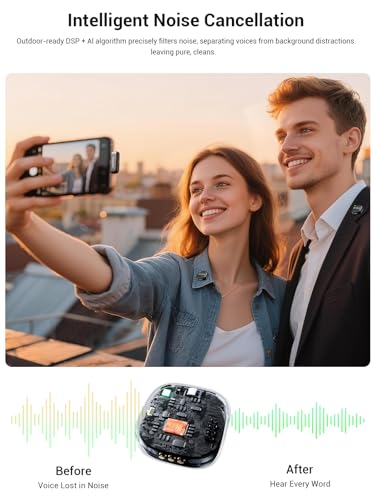 GODOX C01 KIT2 Wireless Microphone, 48kHz/24-bit Professional Lavalier Mic 60W Fast Charging Mini Microphones 7g Ultralight,54H,Noise Reduction,200M Low Latency (2TX+1RX+USB-C+Charging Case)