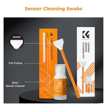 K&F CONCEPT Camera Cleaning Kit16mm APS-C Frame Sensor Cleaning Swab*6 + 20ml Sensor Cleaner, DSLR SLR Digital Camera CMOS Cleaning Compatible with Nikon Sony Canon Camera Clean - size: 16mm