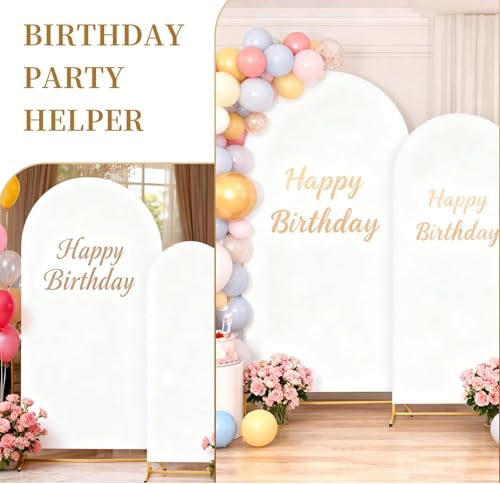 Toolterritary Metal Arch Backdrop Stand and Cover Set, 8FT, 7.2FT Party Backdrop, Easy to Assemble, Backdrop Stand for Parties, Birthday, Baby Shower - color: White, size: 8ft,7.2ft