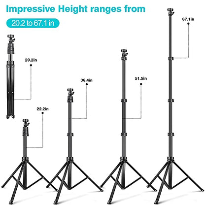 UBeesize 67'' Phone Tripod Stand & Selfie Stick Tripod, All in One Professional Tripod, Cellphone Tripod with Wireless Remote and Phone Holder, Compatible with All Phones/Cameras,Load capacity: 1.5 Kg - color: Black, size: 67-in