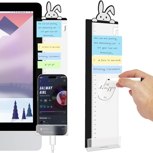 Office Desk Accessories 2pcs Multifunction Computer Monitor Memo Board - Office Supplies for Women Men Computer Sticky Note Holder Home Decor (Rabbit Monitor Memo Board with Clip) - color: Rabbit Monitor Memo Board With Clip