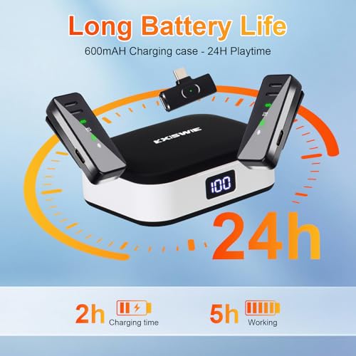 Wireless Lavalier Microphone for iPhone iPad Android - USB C Charging Case, Lapel Mic for Live Streaming, Video Recording, YouTube, Interviews, Meetings & Vlogging