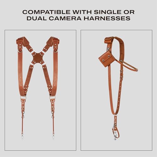 C Coiro Extra Attachments Single and Dual Camera Harness for Camera Bag, Sling Bag, Pouch, Lens Case - color: Tan