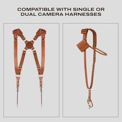 C Coiro Extra Attachments Single and Dual Camera Harness for Camera Bag, Sling Bag, Pouch, Lens Case - color: Tan