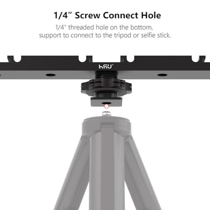 HSU Cold Shoe Mount Bracket, Triple-Head Hot Shoe Mount, and 1/4 Screw Port, Aluminum Cold Shoe Plate Adapter with Cable Slot Bayonet for Microphone, Led Video Light, Monitor (Extension), HGP322L - color: Extension
