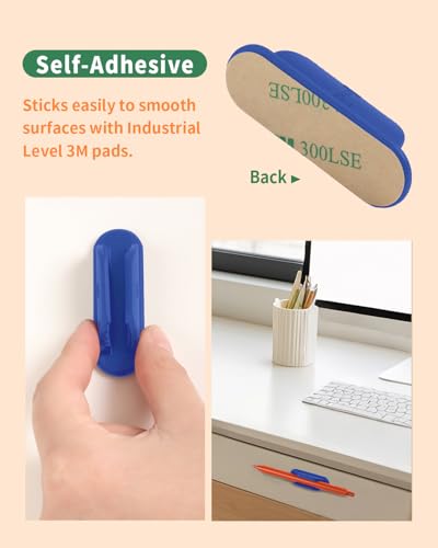 Tiizze Adhesive Pencil Holders for Desk Set of 10 - Silicone Pen Holder with 15 PCS Adhesive Pads - Flexible Pencil Holder for Office Essentials Accessories and Teacher Supplies… - color: Blue