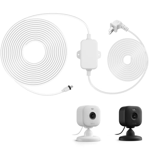 30ft Weather Resistant Power Adapter for Blink Mini 2,Blink Outdoor 4 (4th Gen)(3rd Gen)/Mini,No Need Charger Head,IP67 Waterproof Flat Power Cable with Extra Type C to Micro USB Adapter White 1Pack - color: White, size: 30 FT