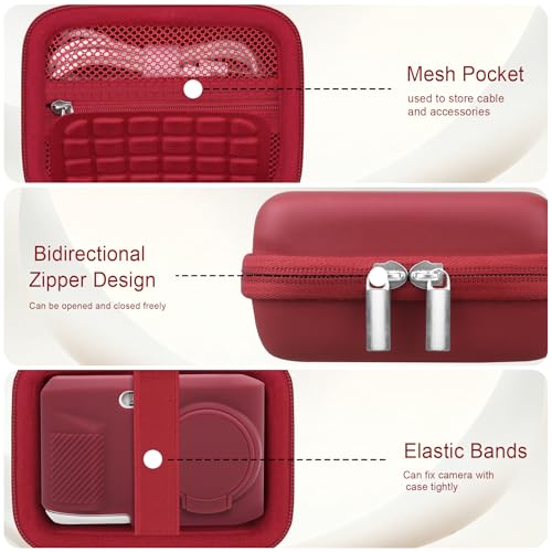 Case for Kodak PIXPRO FZ45 Digital Camera (Hard Case + Soft Silicone Cover) | Kodak PIXPRO FZ45 Digital Camera Hard Carrying Case and Soft Silicone Protective Case with Removable Lens Cover, Red - color: Red