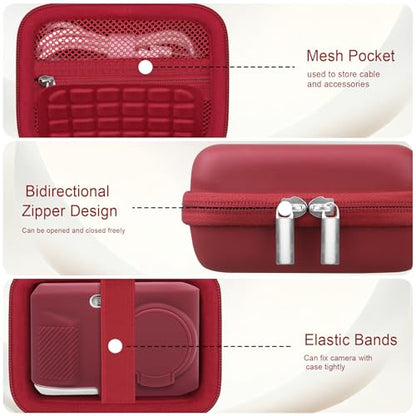 Case for Kodak PIXPRO FZ45 Digital Camera (Hard Case + Soft Silicone Cover) | Kodak PIXPRO FZ45 Digital Camera Hard Carrying Case and Soft Silicone Protective Case with Removable Lens Cover, Red - color: Red