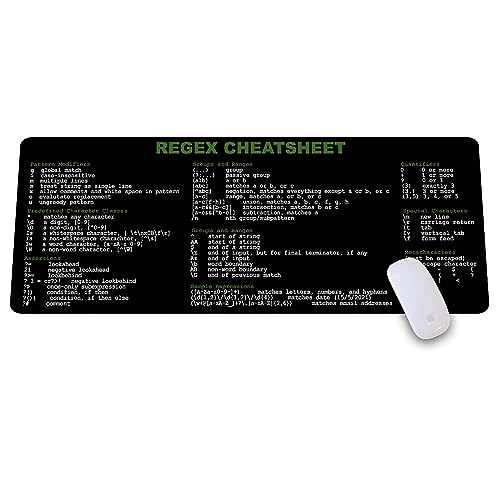 Developer, Programmer, IT Admin Quick Reference Extra Large Mouse Pad Regex Cheat Sheet Desk Mat for Sys Admin, Gift for Architect Office Desk Mat KMH - color: Regex